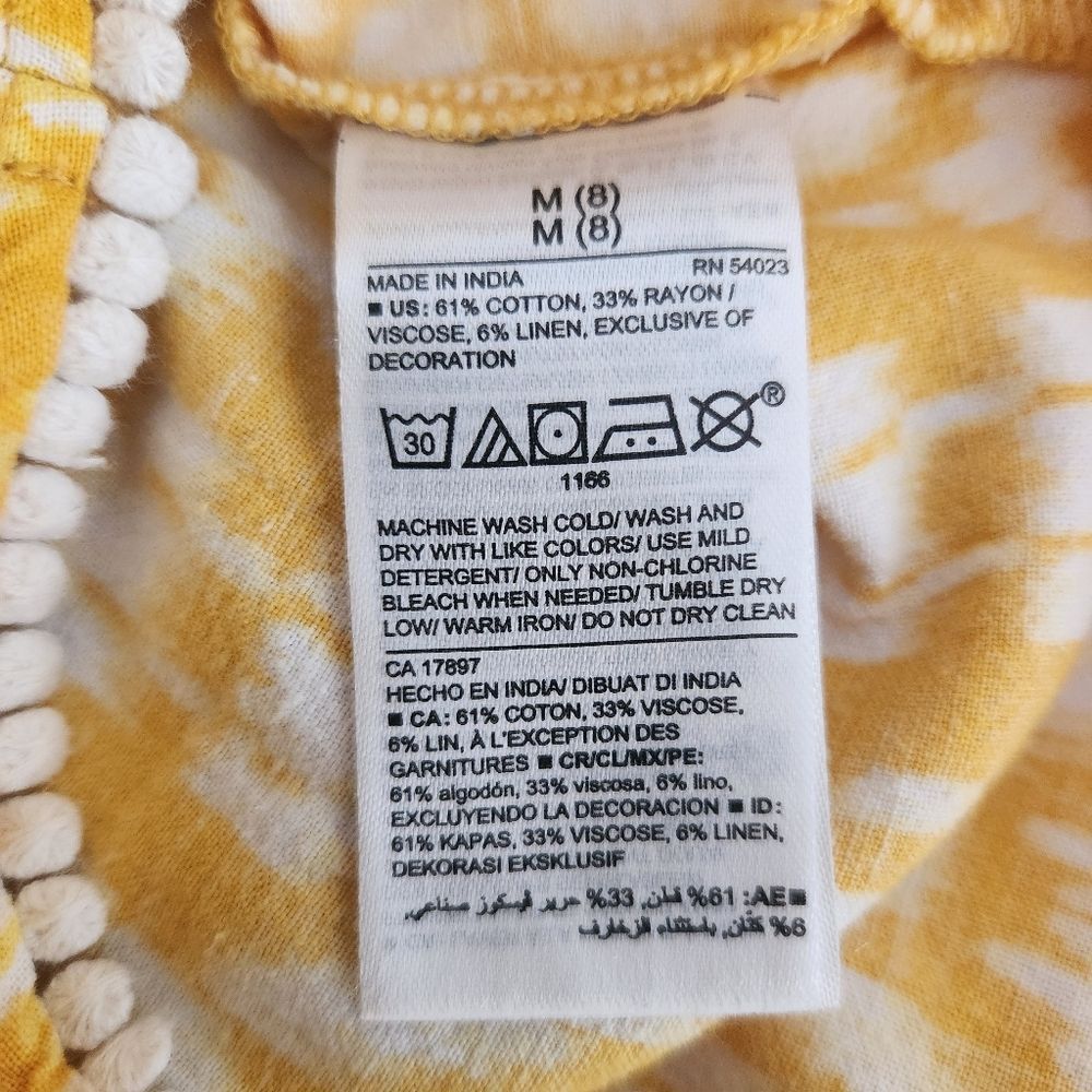 Old Navy Girls Pom-Pom Trim Yellow Cross-Back Strap Romper Sleeveless Size M (8) - Picture 7 of 11
